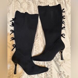 Torrid Black Over the Knee Boots with Bow Detail WW 9